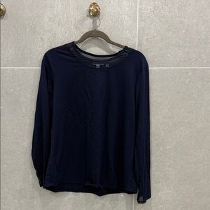 Chico's Navy Long Sleeve Tee with netting down the inside of the sleeves